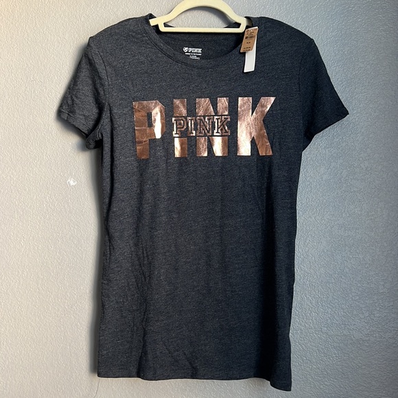 VS Pink Bling shine rose gold logo short sleeve tee - Picture 2 of 3